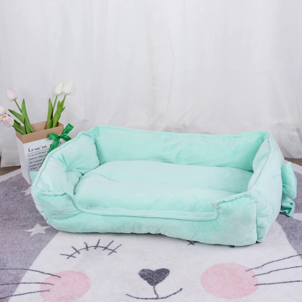 Dog Beds for Small Dogs Bow Tie Basket Plush Blanket Bed Cats Large Bedding Cushions Pet Supplies Breeds Sofa Pets Accessories