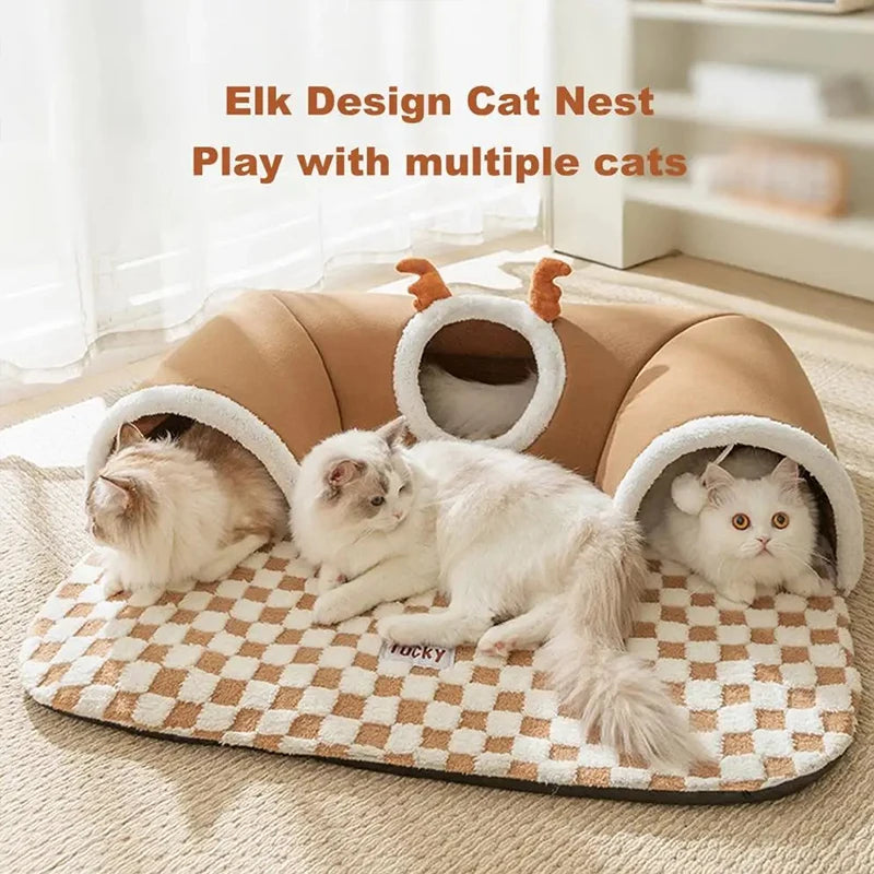 Cats Pet Products Warm Supplies Christmas Goods for Winter Basket Houses Habitats Kitten Accessory Bed Dog All Things Mat Beds